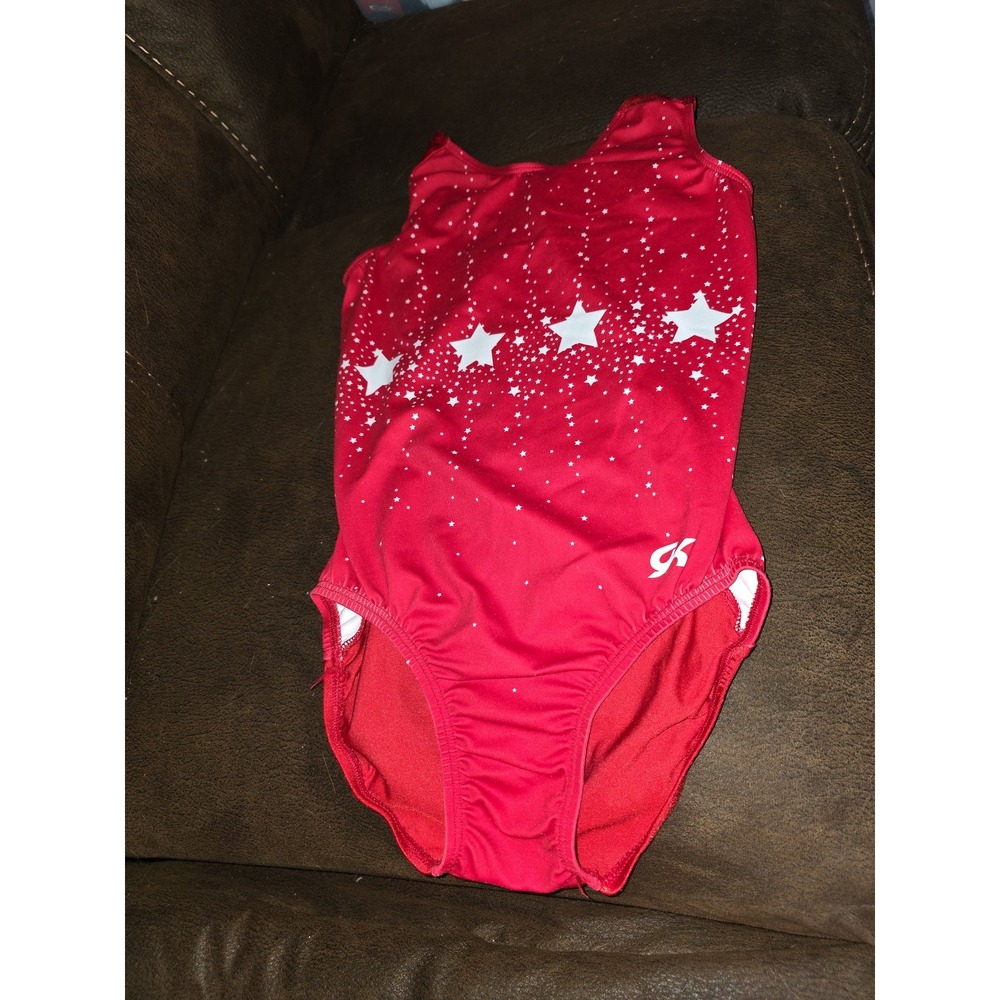 GK leotard gymnastics dance red stars size adult XS teen girl